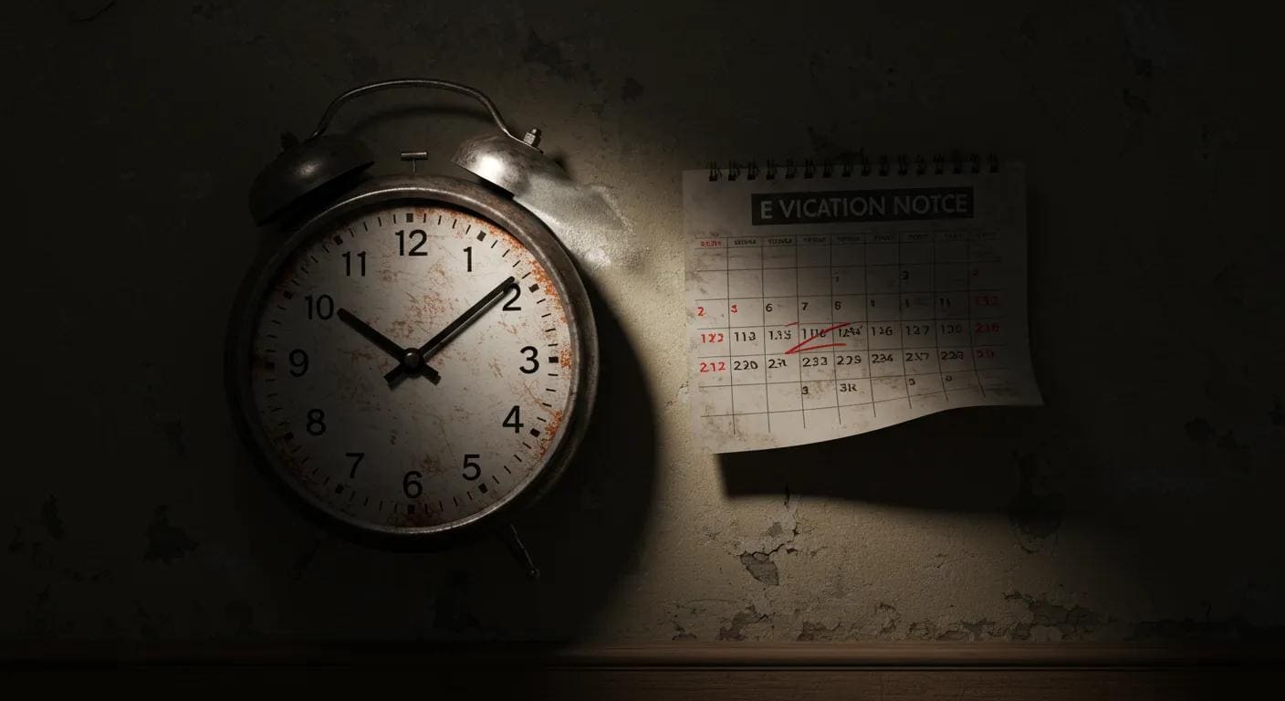 Clock and calendar symbolizing the duration and urgency of the eviction process
