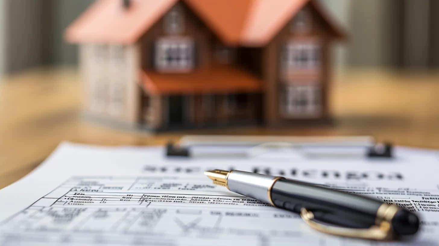 Document with pen and model house, representing property management and tenant agreements in St. Lucie County.