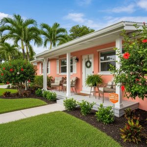 Florida rental property with tropical landscaping representing landlord insurance
