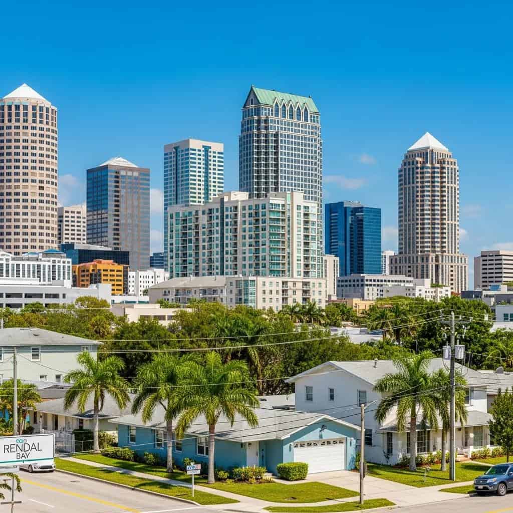 Tampa Bay skyline featuring modern rental properties, representing rental market trends and investment opportunities for 2025.